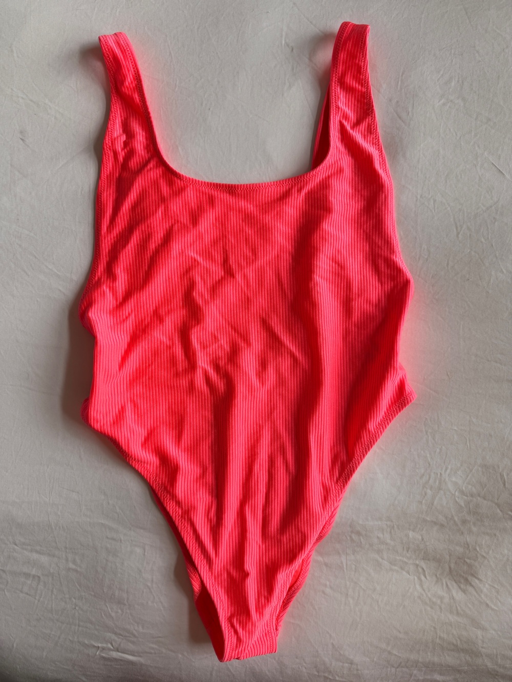 Aerie Bright Pink Ribbed One-Piece Swimsuit